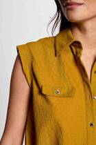 Blouse sans manches jaune moutarde femme