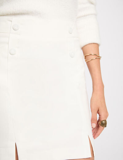 Mini skirt with buttons ivory women