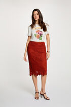 Midi lace skirt dark orange women