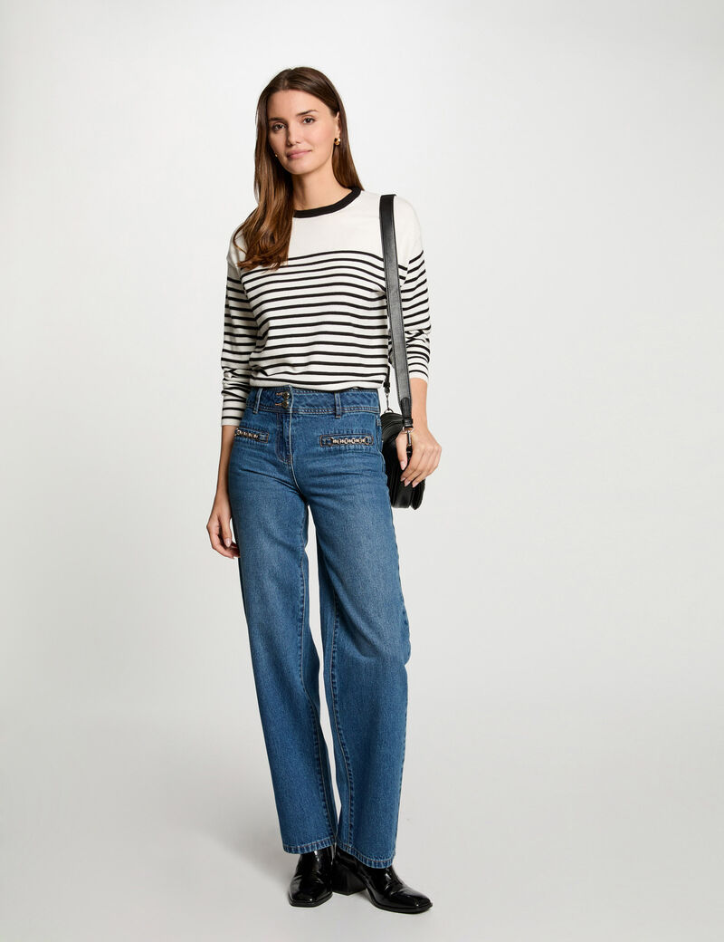 Striped jumper round neck white women
