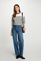 Striped jumper round neck white women