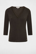 3/4-length sleeved t-shirt dark green women