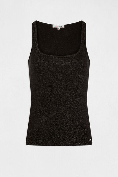 Vest top with thin straps black ladies'