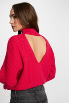 Jumper high collar raspberry pink women