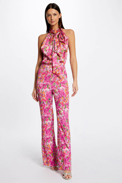 Loose flare trousers floral print multico ladies'