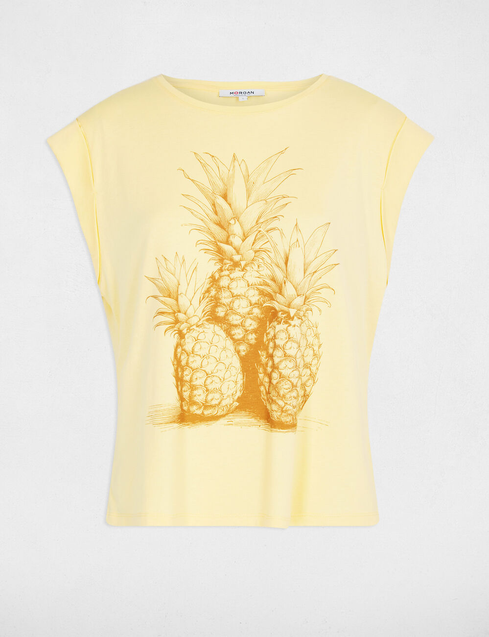 Sleeveless t-shirt light yellow women