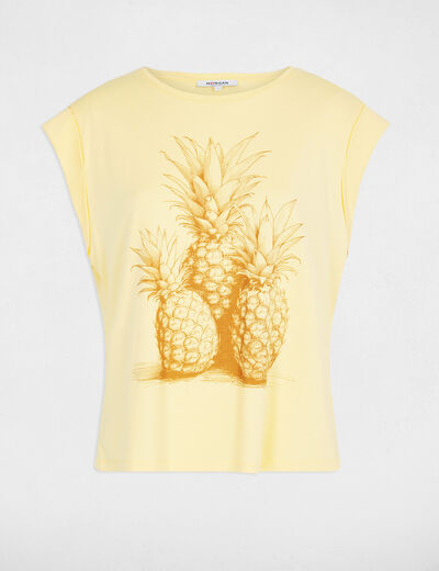 Sleeveless t-shirt light yellow women