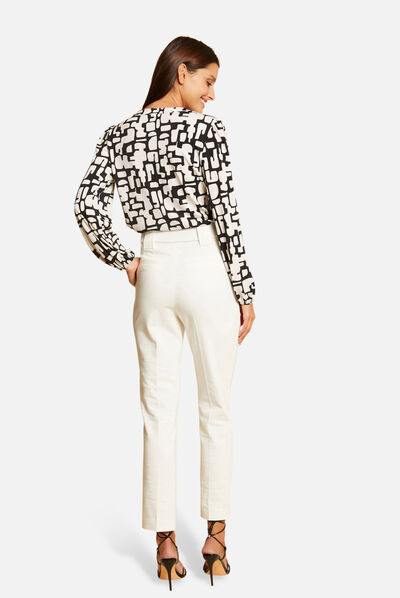 Long-sleeved printed t-shirt ecru ladies'