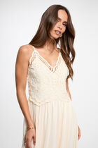 Long lace dress cream women