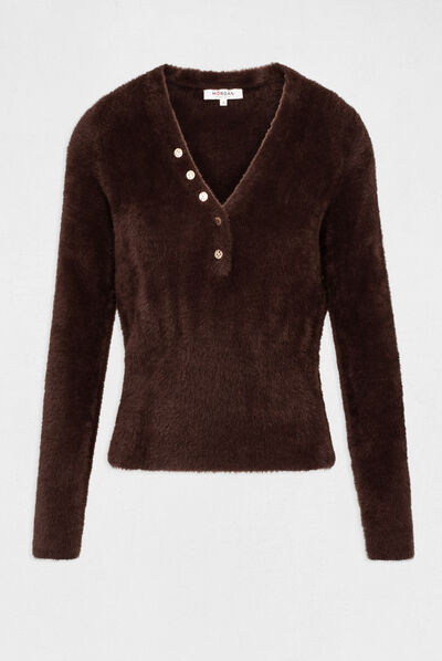 Long-sleeved jumper with V-neck  ladies'