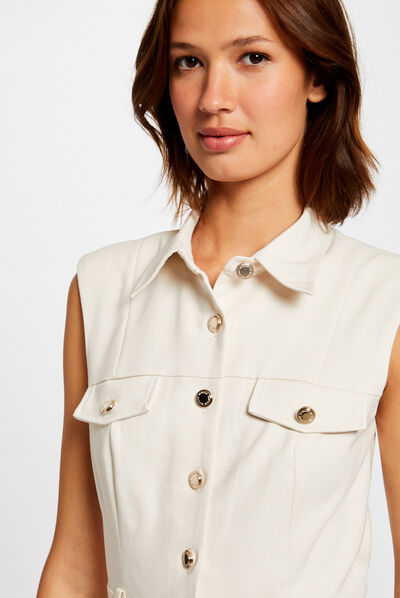 Straight buttoned playsuit ivory ladies'