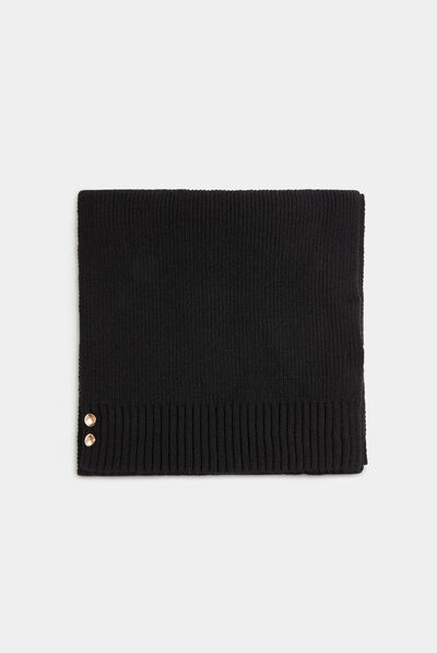 Knitted scarf with buttons black ladies'