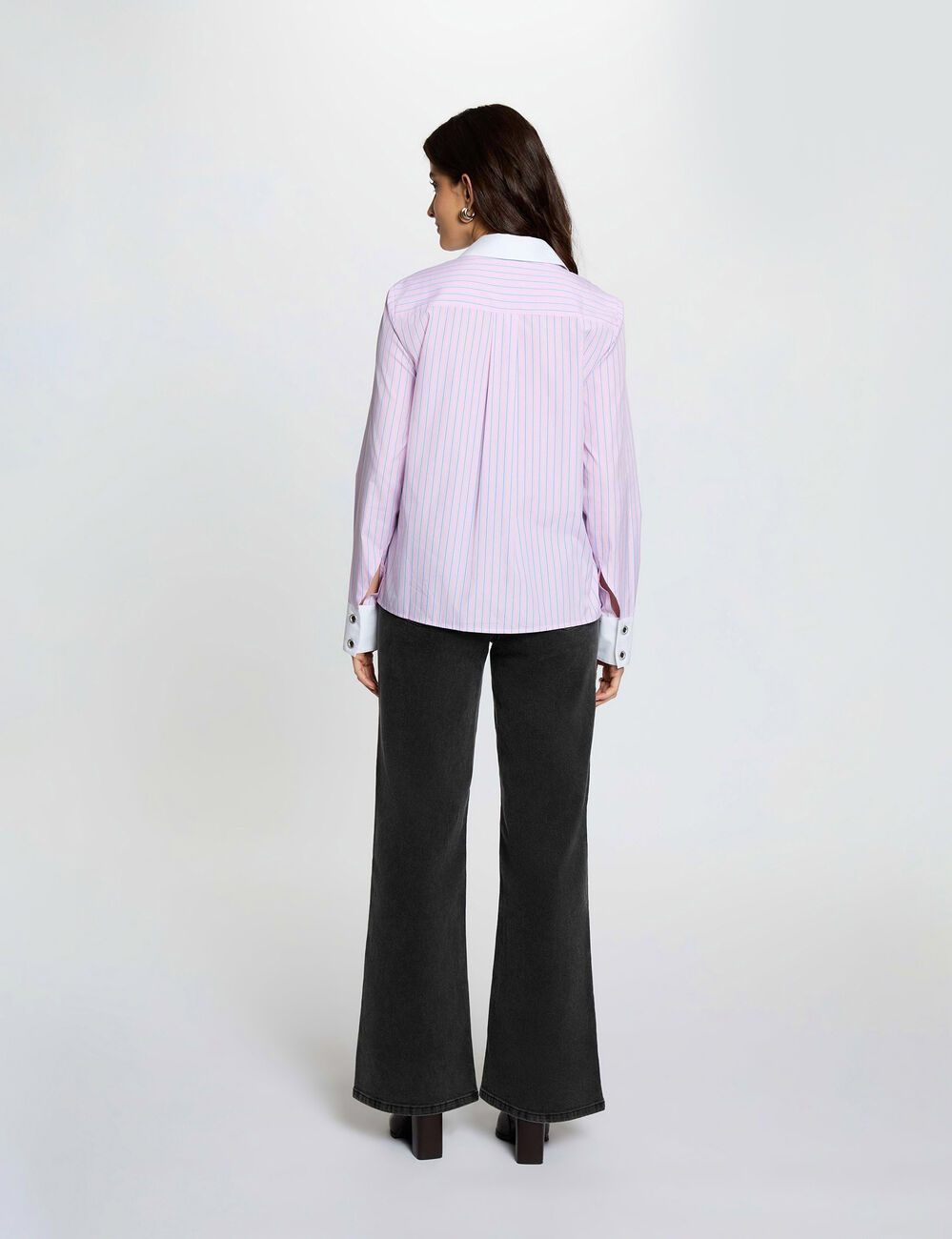 High-waisted wide-leg jeans black denim women