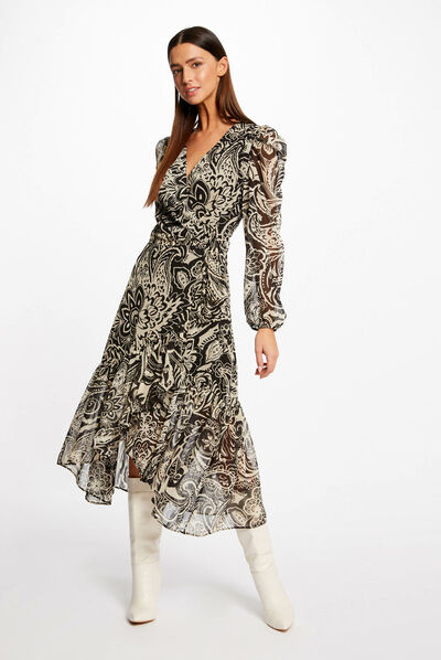 Midi wrap dress with paisley print multico ladies'