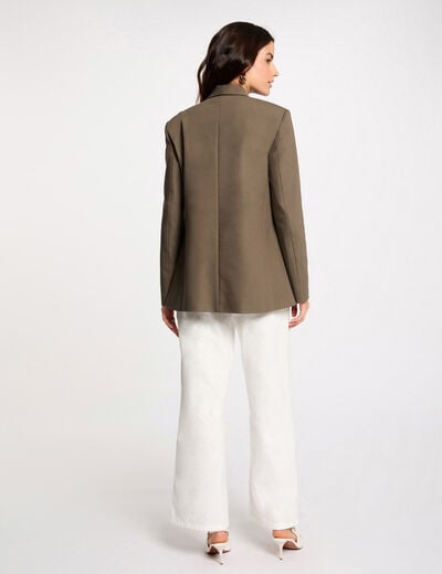Short jacket shawl collar khaki green women