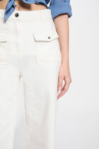 Jeans jambe large taille haute blanc femme