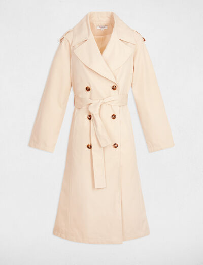 Long trench coat with tailored collar sand women