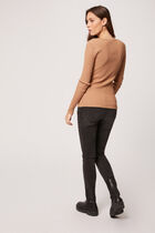 Long-sleeved jumper with ribbed knit camel women