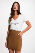 Mini skirt with buttons camel women