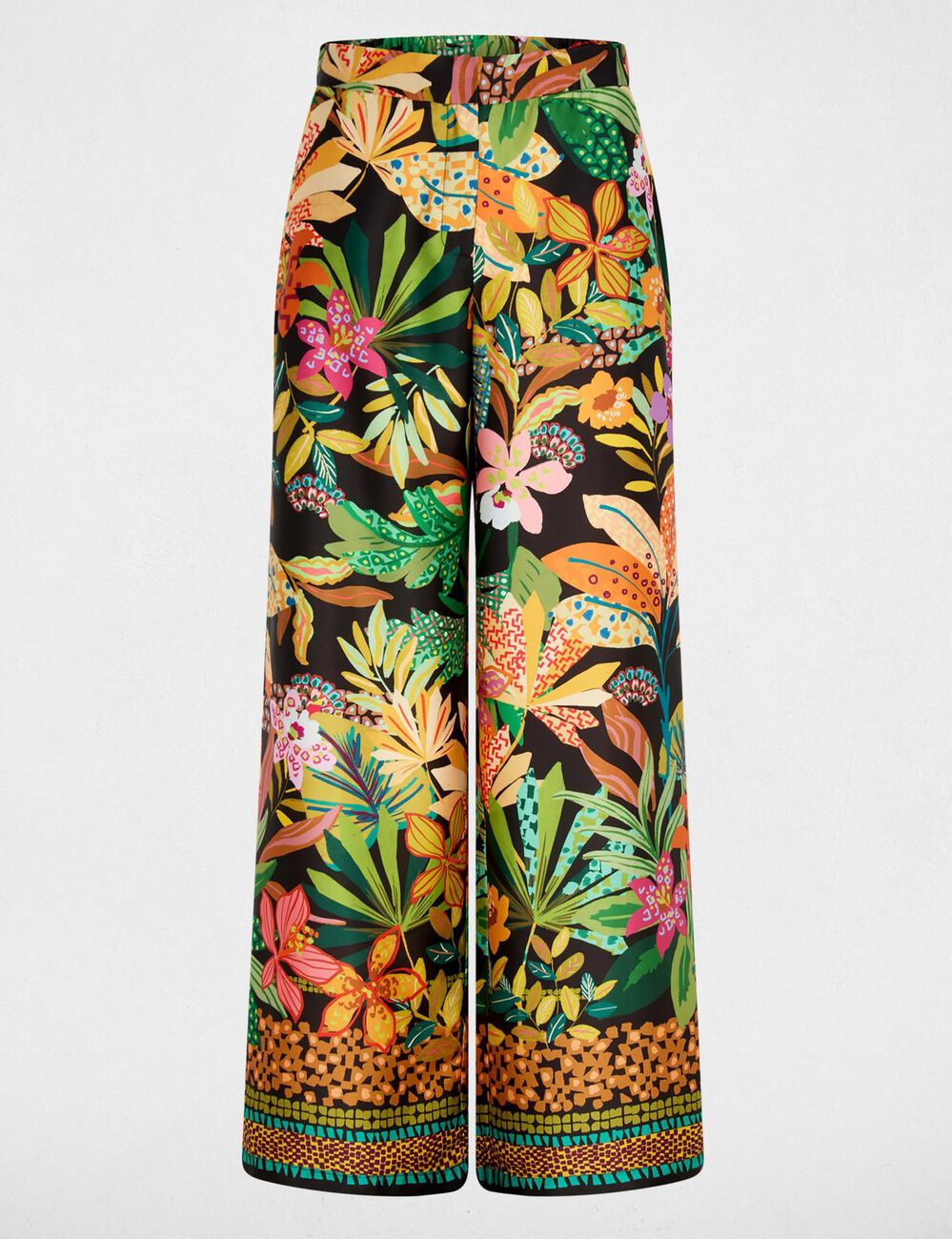 Satin wide-leg trousers black women