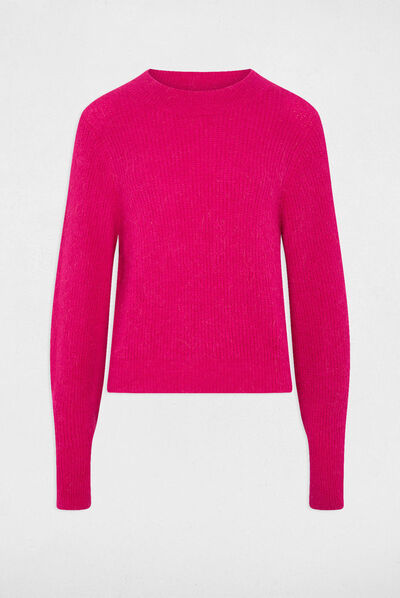 Long-sleeved jumper with high collar medium pink ladies'