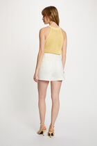 Fitted round neck tank top light yellow women