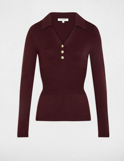 Fitted polo neck sweater plum women