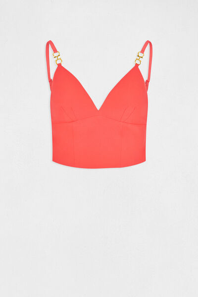 Bustier crop top straps with ornaments orange ladies'