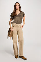 Wide leg trousers with buttons light brown women