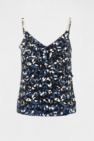 Printed vest top with thin straps blue ladies'