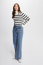 Stripped jumper turtleneck ivory women