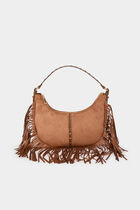 Suede fringe bag beige women