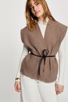 Sleeveless jacket taupe women