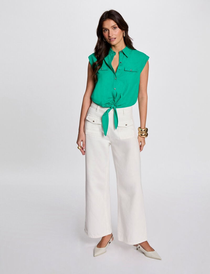 Blouse sans manches vert émeraude femme