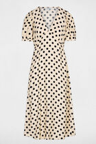 Mid-length dress with puff sleeves multicolor women