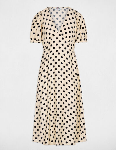 Mid-length dress with puff sleeves multicolor women