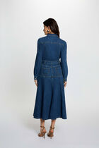 Fitted long dress raw denim women