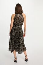 Robe longue évasée imprimée multicolore femme