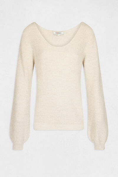 Long-sleeved jumper with round neck ivory ladies'