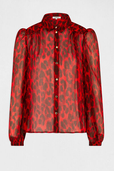 Long-sleeved shirt leopard print multico ladies'