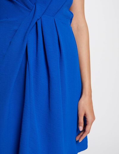 Draped fitted mini dress electric blue ladies'