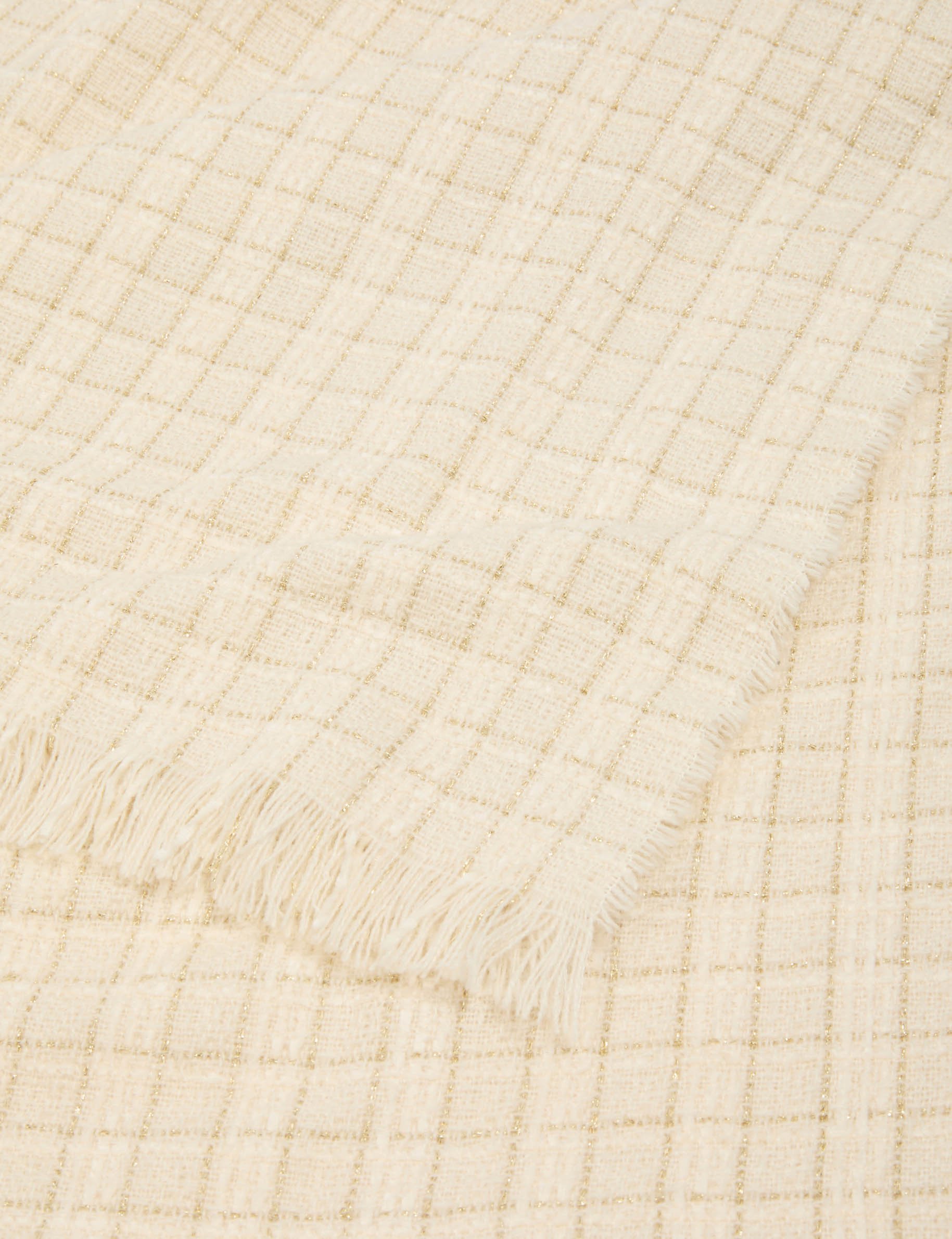 Tweed scarf ivory women