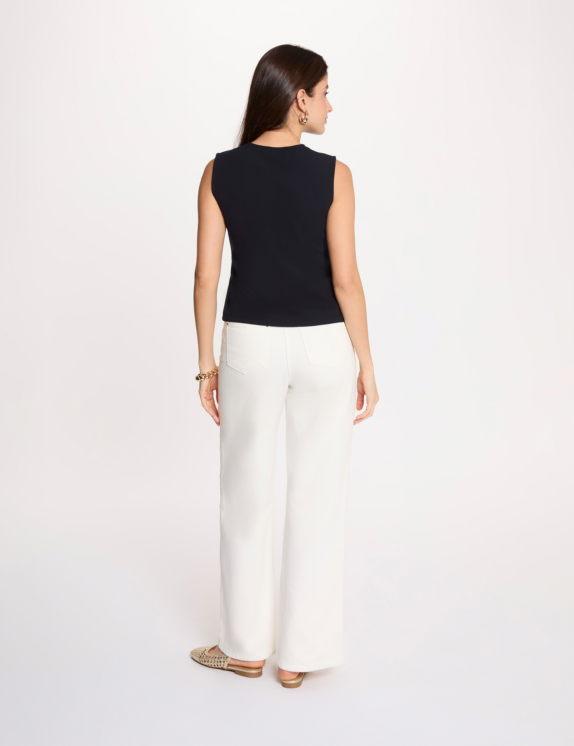 Sleeveless V-neck cardigan navy blue women