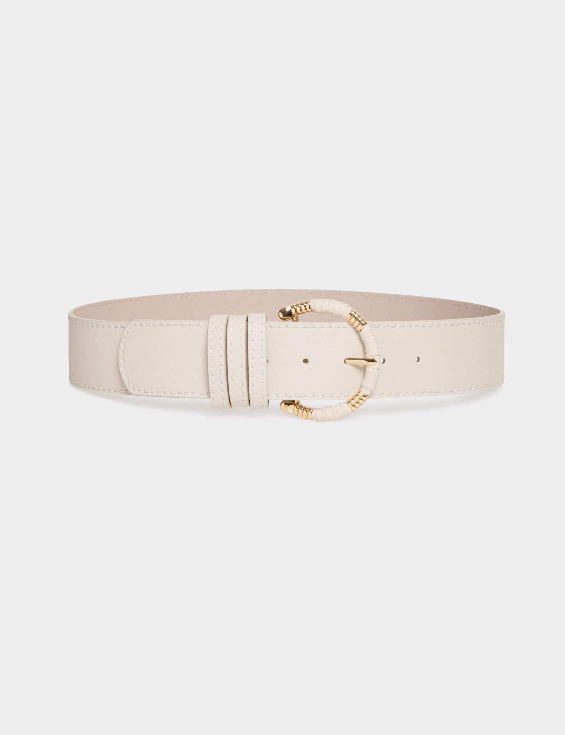 Belt with wrapped buckle ivory ladies'