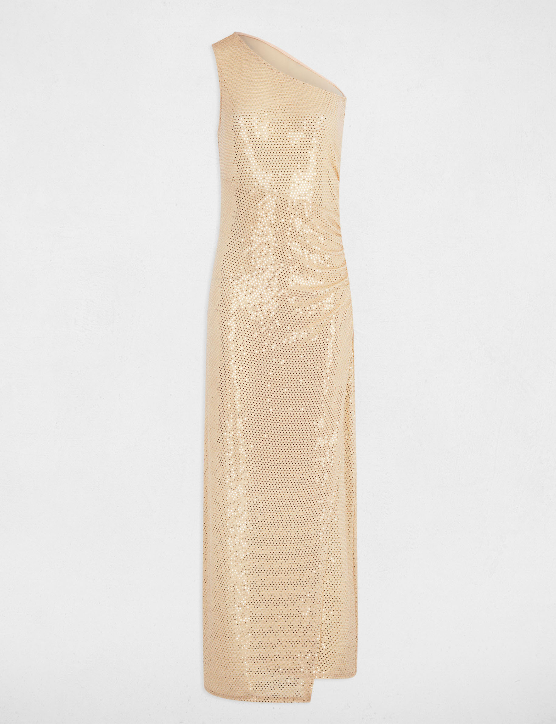 Asymmetrical maxi dress silver color women