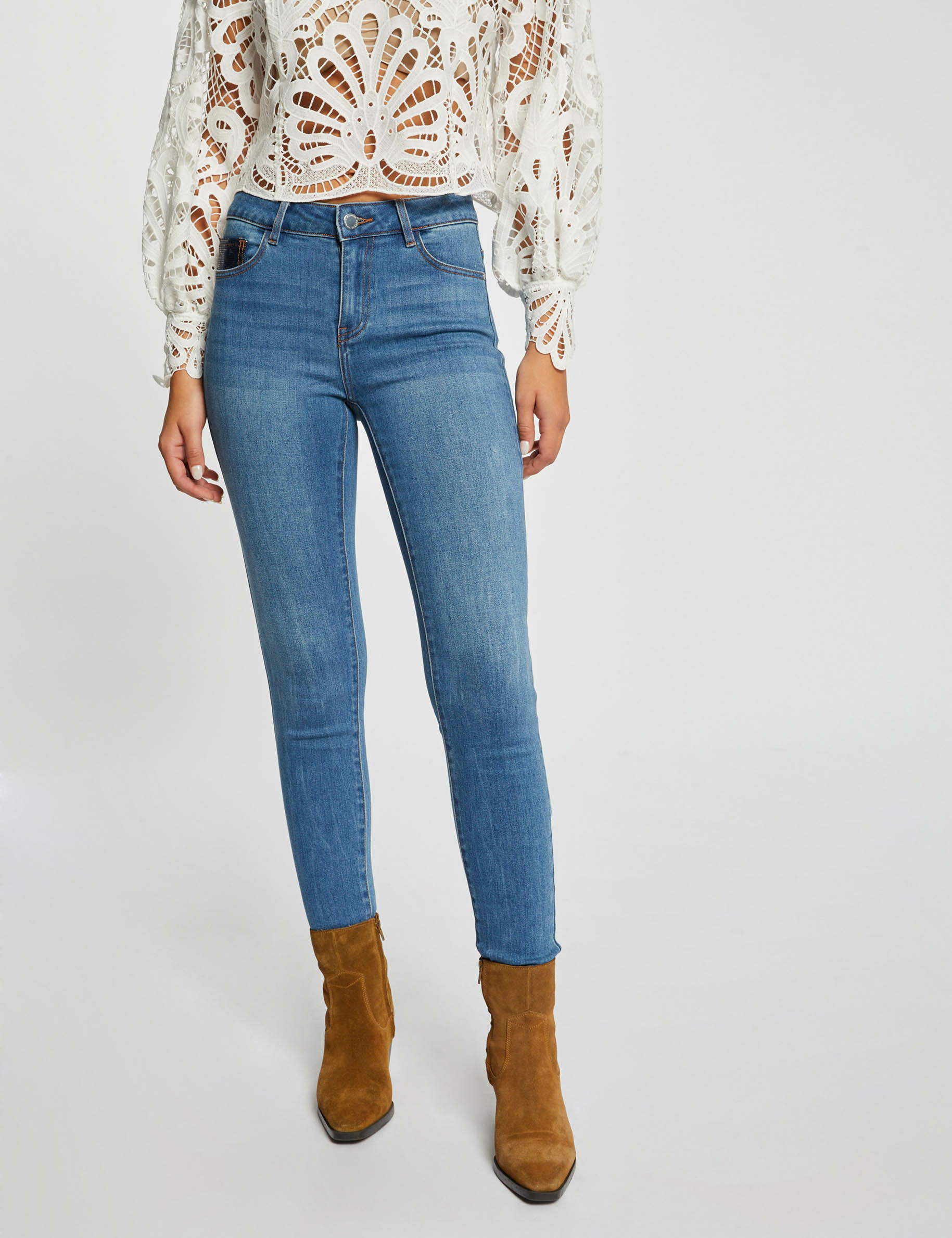 Skinny jeans with sequins details stone denim ladies'