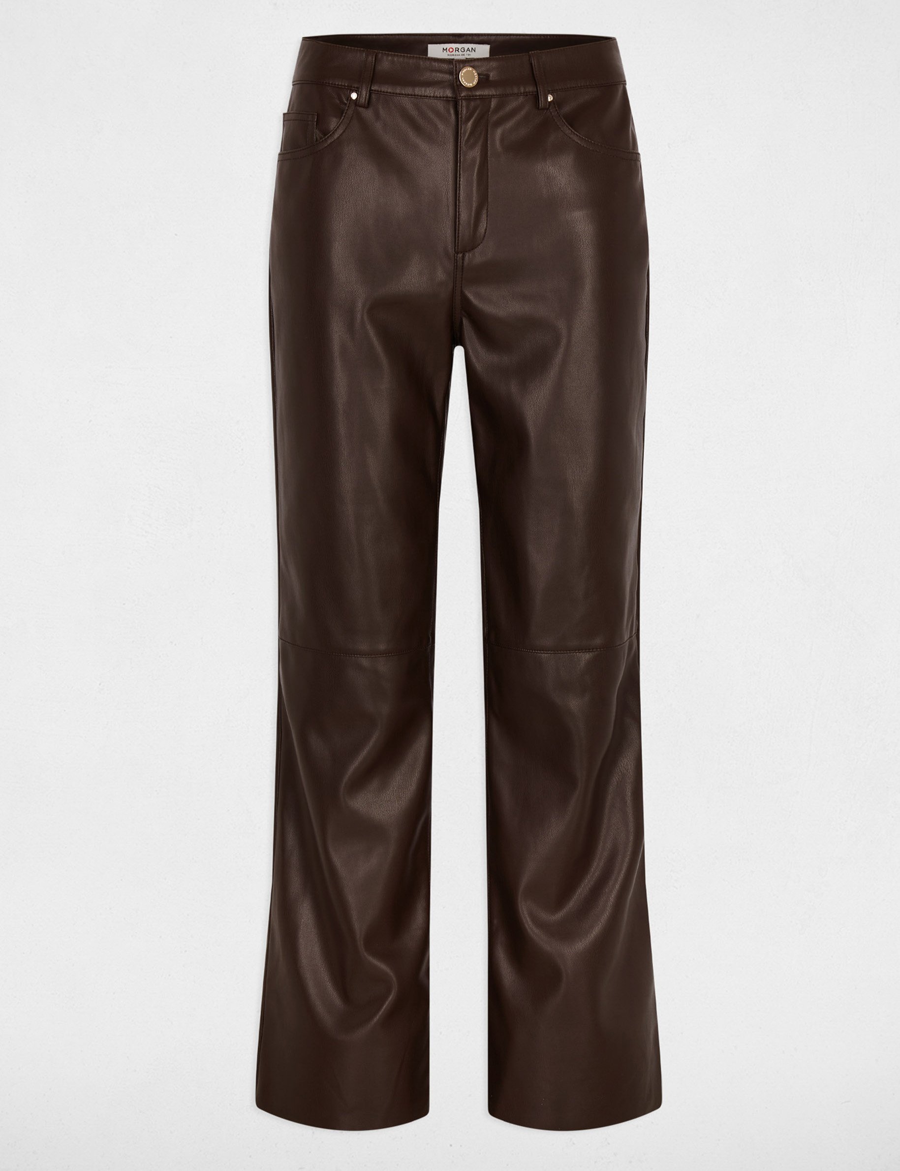pantalon bootcut similicuir marron fonce femme Pantalon bootcut similicuir marron foncé femme