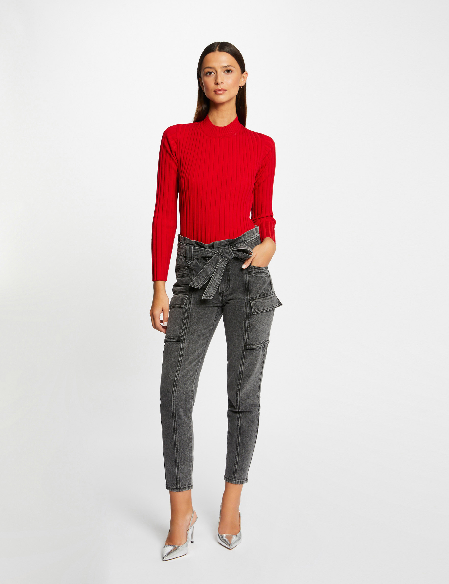 Cargo slim cropped jeans mid-grey ladies'