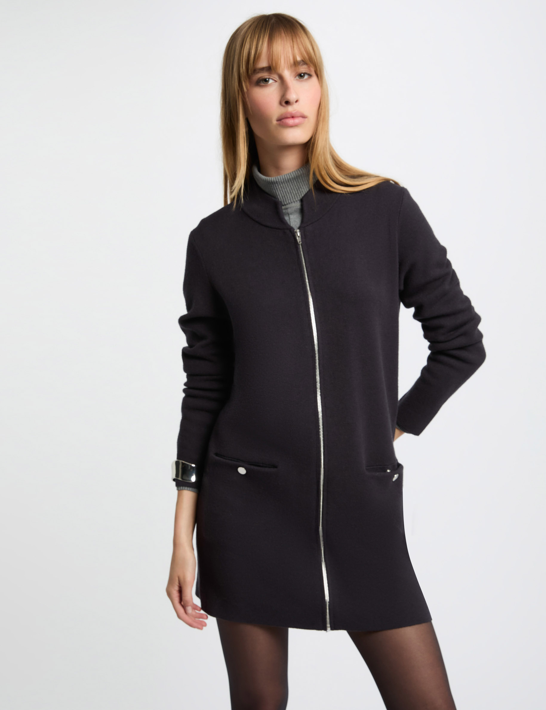 long cardigan long sleeves anthracite grey women Long cardigan long sleeves anthracite grey women