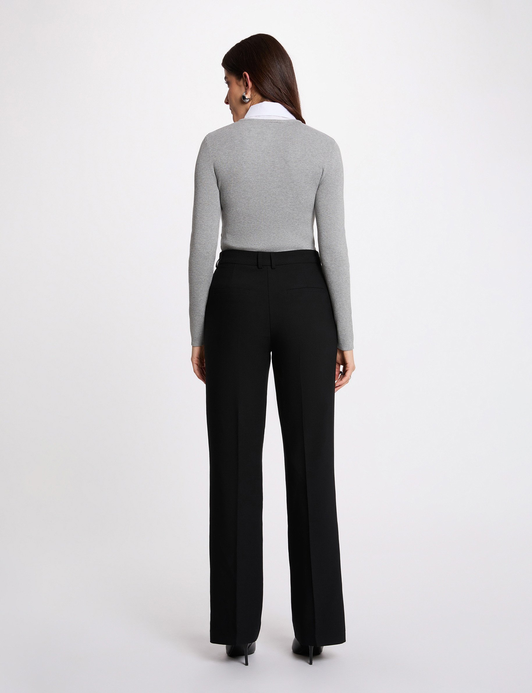 2-in-1 sweater with folded collar light grey women